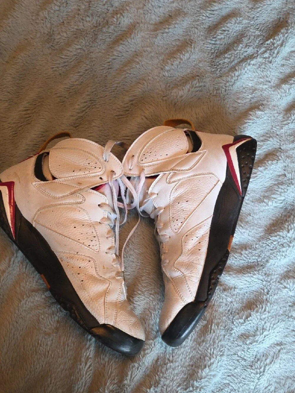 Air Jordan Size 11.5 Cardinal 7  Sneakers with Red Lining and Gold Pull Tabs